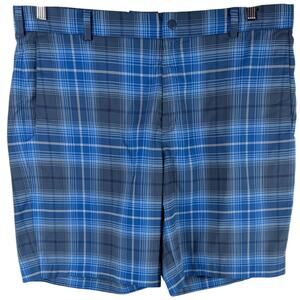 Nike Golf Tour Performance Plaid Shorts Size 38 Blue Gray Dri-Fit